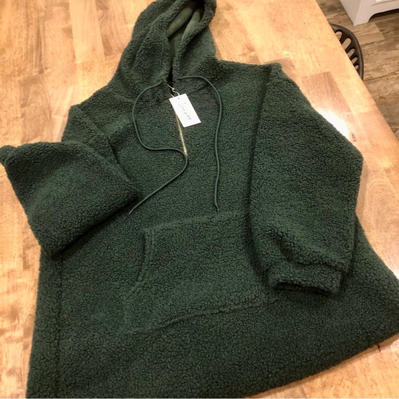 Simplee long pullover large green hooded sweatshirt - Picture 4 of 8